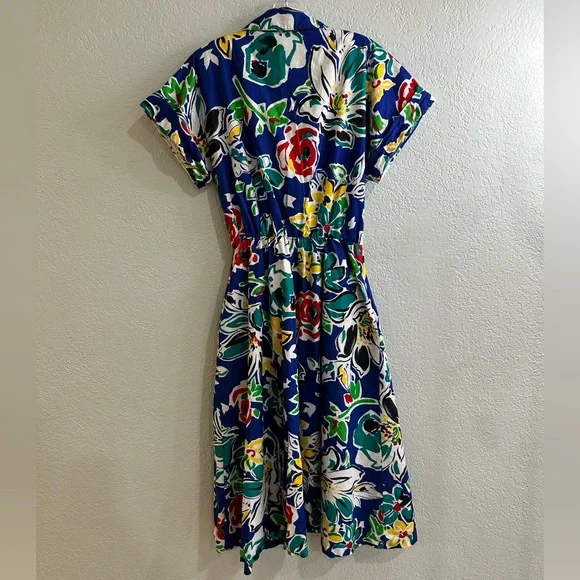 Vintage Melissa Lane Floral Dress 100% Cotton Multicolor Size 14 - Picture 12 of 12